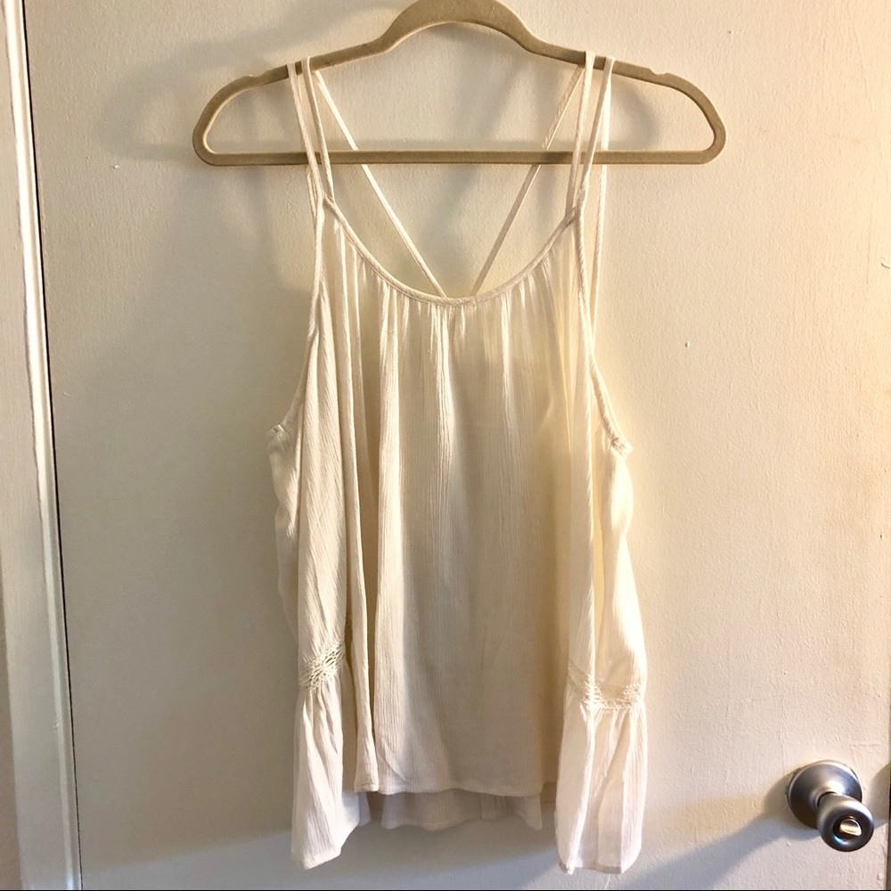 White Tank Top with Crochet Detailing
